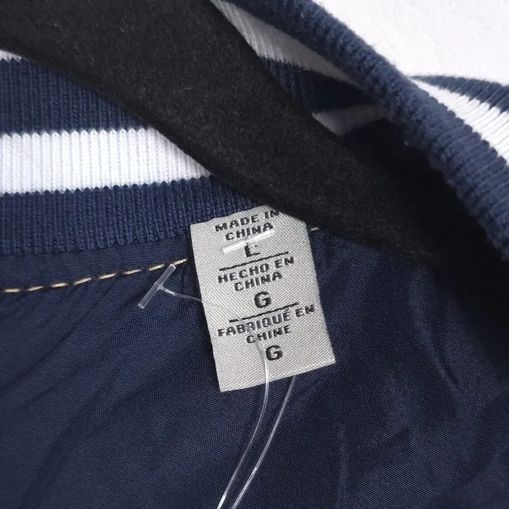 Levi's New Men's Full Zip Varsity Denim Bomber Jacket‎ LARGE Ribbed Knit Hem